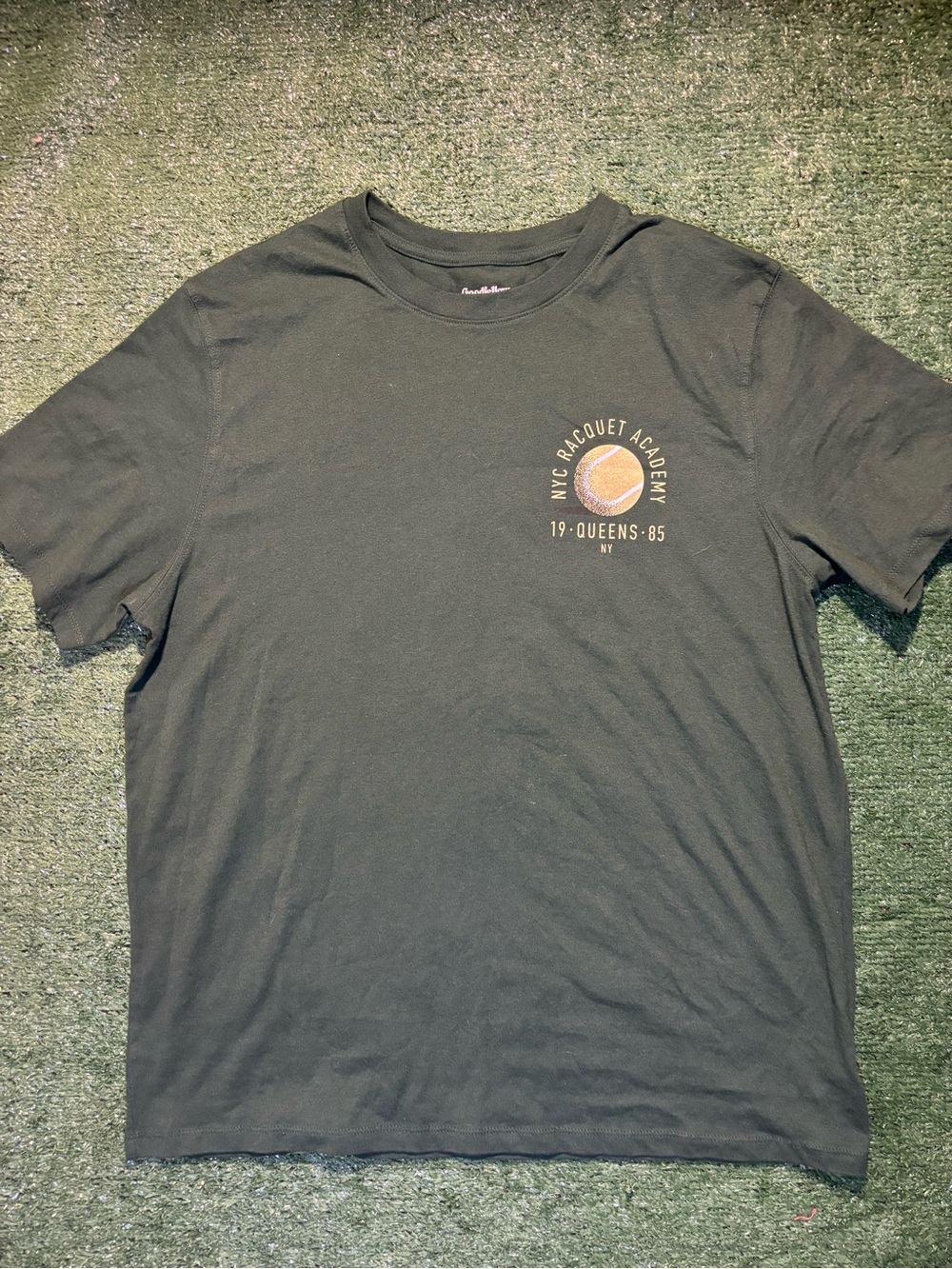 Goodfellow & Co Black Short Sleeve Tee with Tennis Chest Graphic